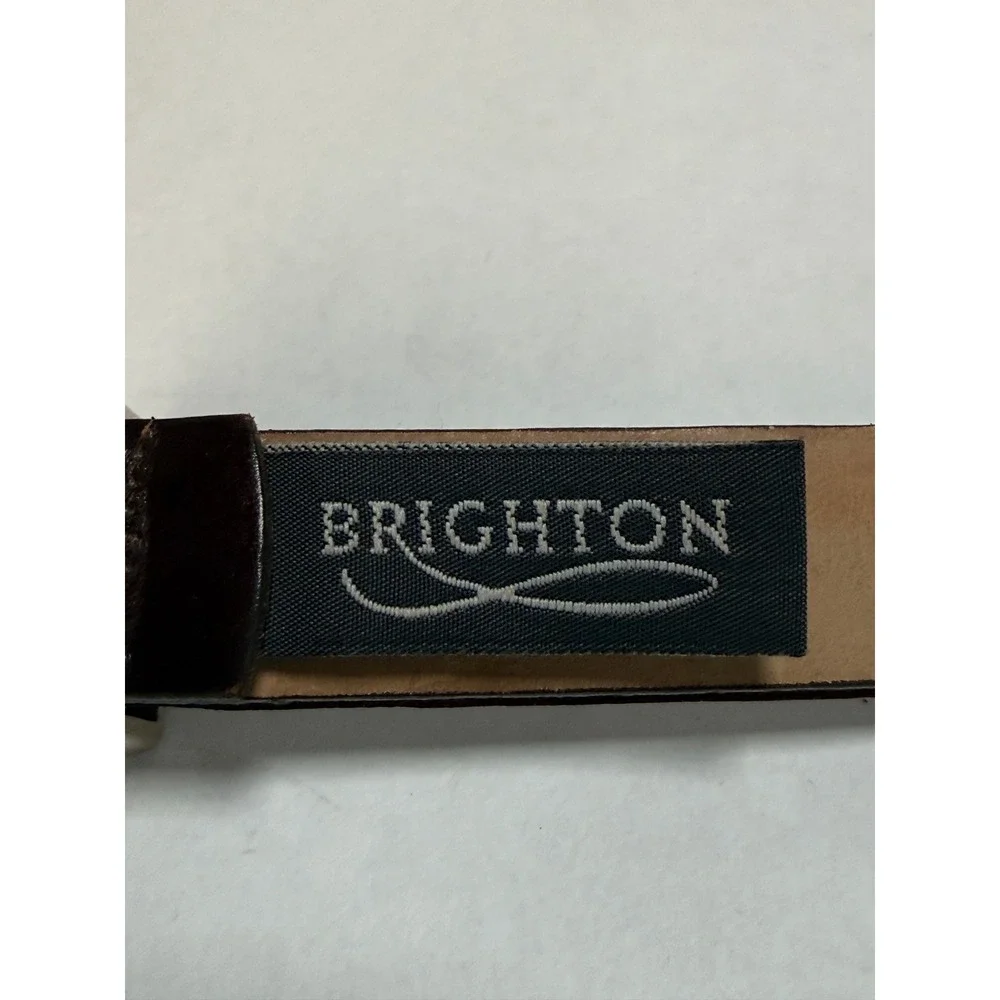 Brighton Vintage Y2K Brown Leather Belt Basketweave Buckle Size XL 36 B8508 West